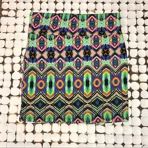 Multi-Colored Ikat Mini Skirt